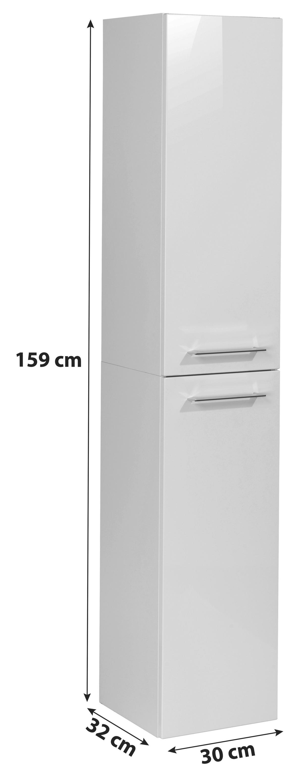Hochschrank B.Perfekt Weiß hängend - Silberfarben/Weiß, MODERN, Glas/Holzwerkstoff (30/159/32cm) - MID.YOU