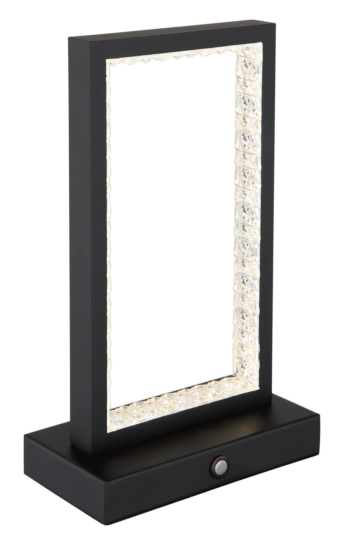 AKKU-TISCHLEUCHTE 24008S - Klar/Schwarz, Design, Kunststoff/Metall (14/7,5/23cm) - Globo