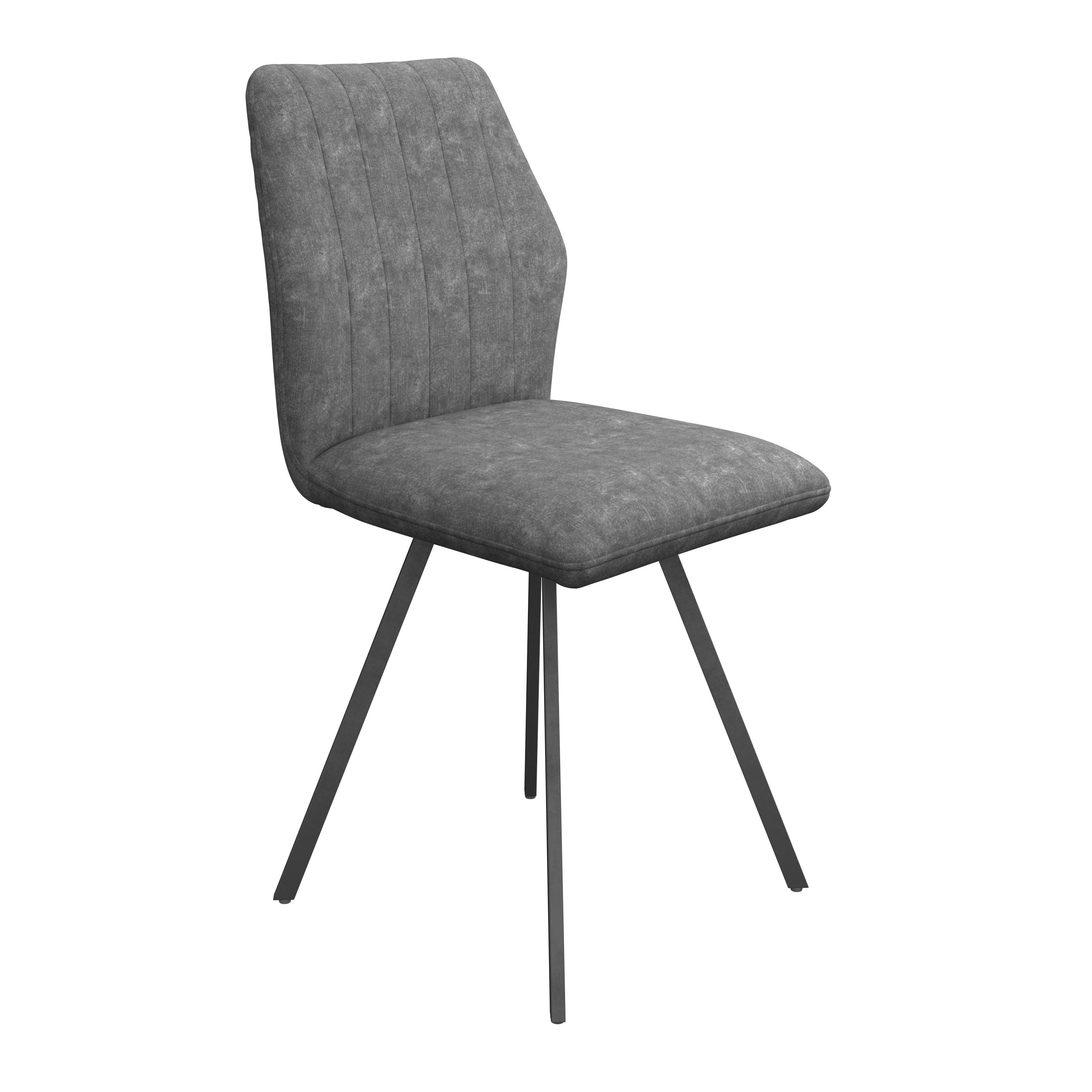 Stol Johanna, Siva - siva/črna, Moderno, kovina/tekstil (46/90/60cm)