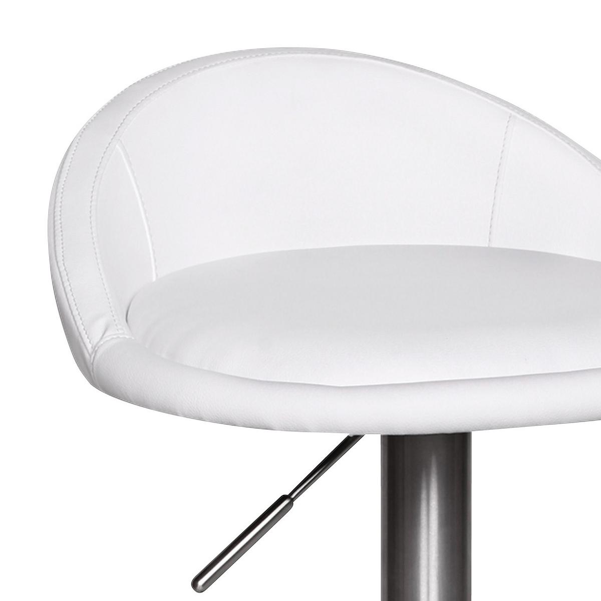 STOŁEK BAROWY WL1.282 - kolor srebrny/biały, Modern, metal/tkanina (43/65/43cm) - MID.YOU