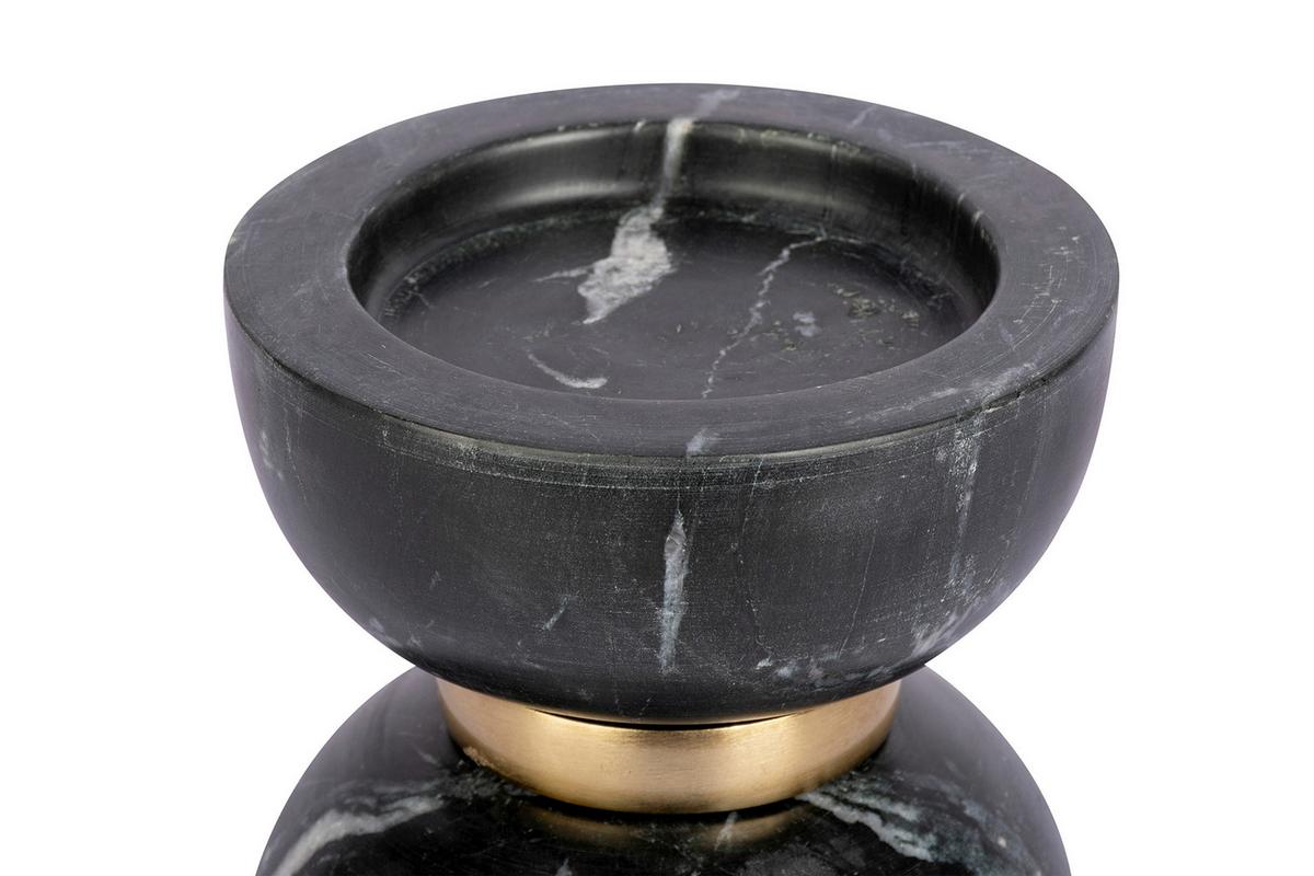 KERZENSTÄNDER SORIN - Goldfarben/Schwarz, Trend, Stein/Metall (12.75/12.75/14cm) - Kayoom