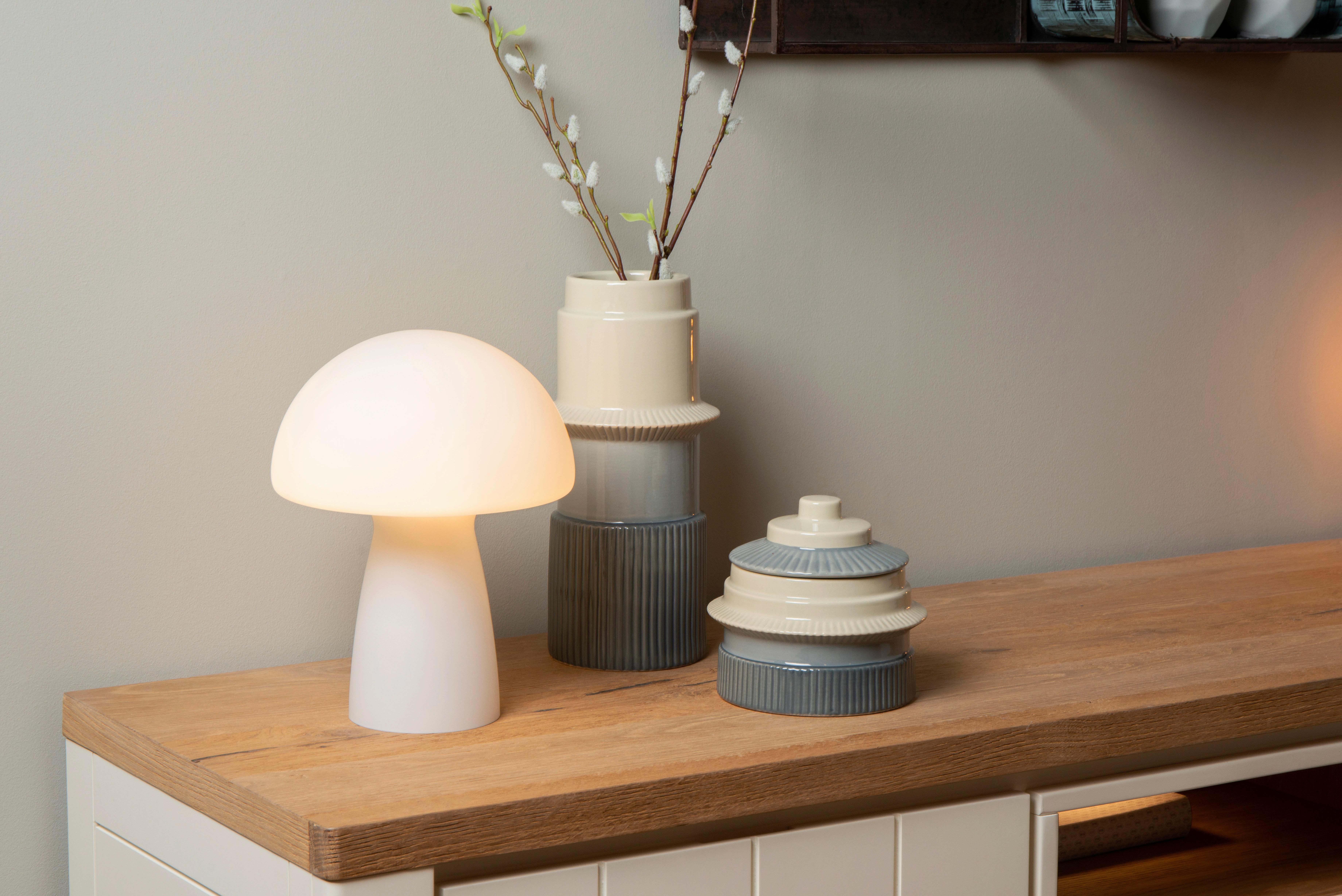 LAMPA STOŁOWA 10514/01/61 FUNGO - opal, Trend, szkło (23/23/28cm) - Lucide