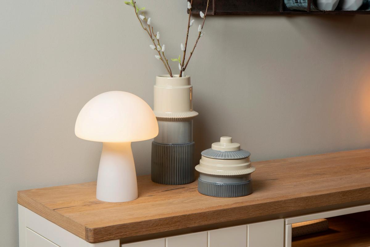 LAMPA STOŁOWA 10514/01/61 FUNGO - opal, Trend, szkło (23/23/28cm) - Lucide