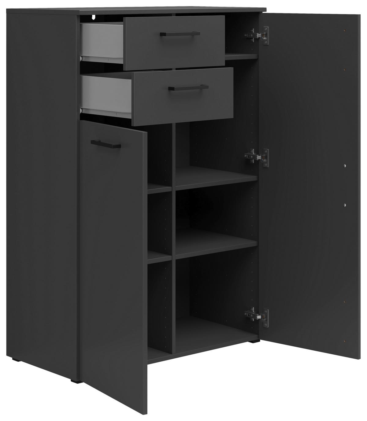 Kommode Multistauraum Graphitfarben - Anthrazit/Graphitfarben, Modern, Holzwerkstoff/Kunststoff (80/115/40cm) - Premium Living