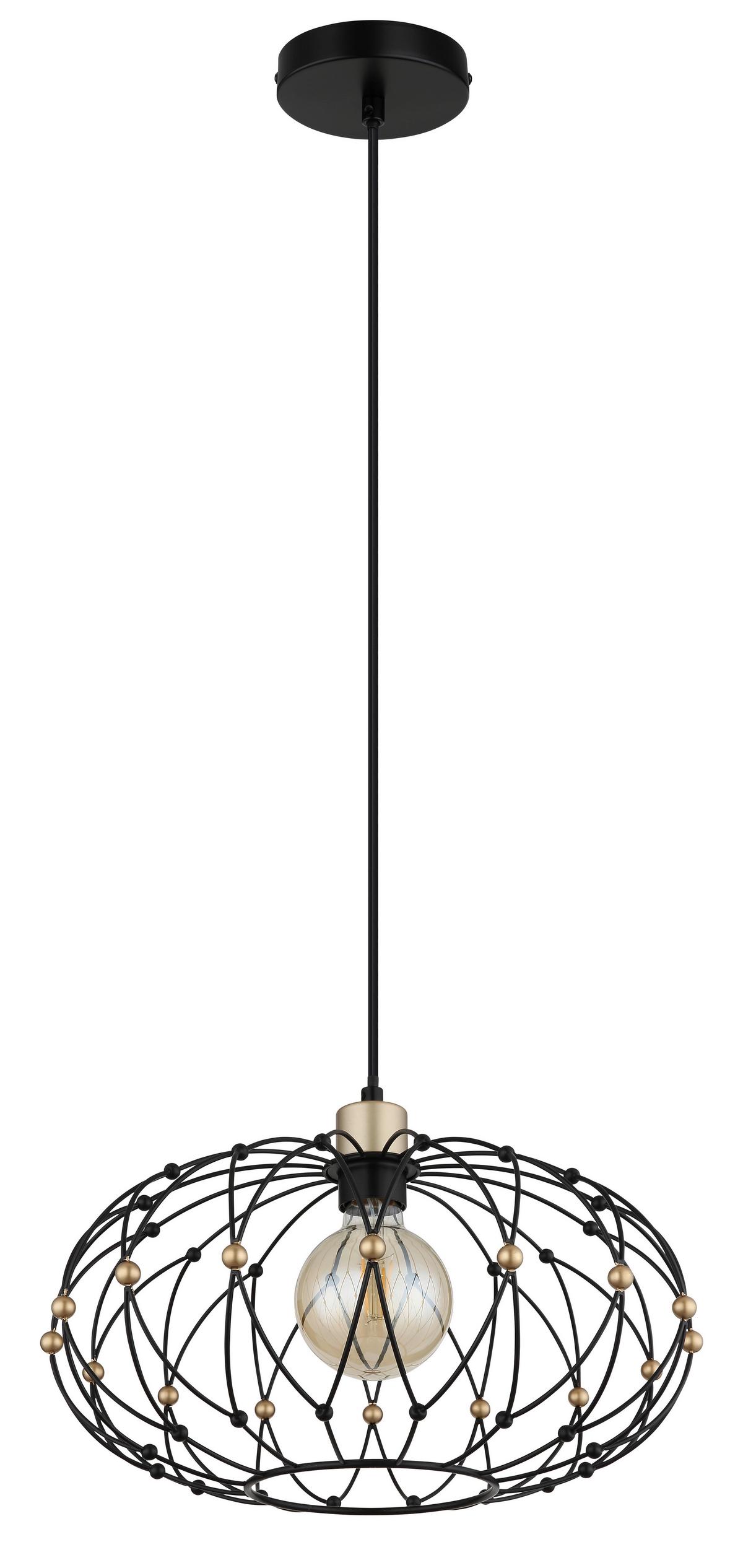 HÄNGELEUCHTE 15966H GREYS - Goldfarben/Schwarz, Design, Kunststoff/Metall (40/150cm) - Globo