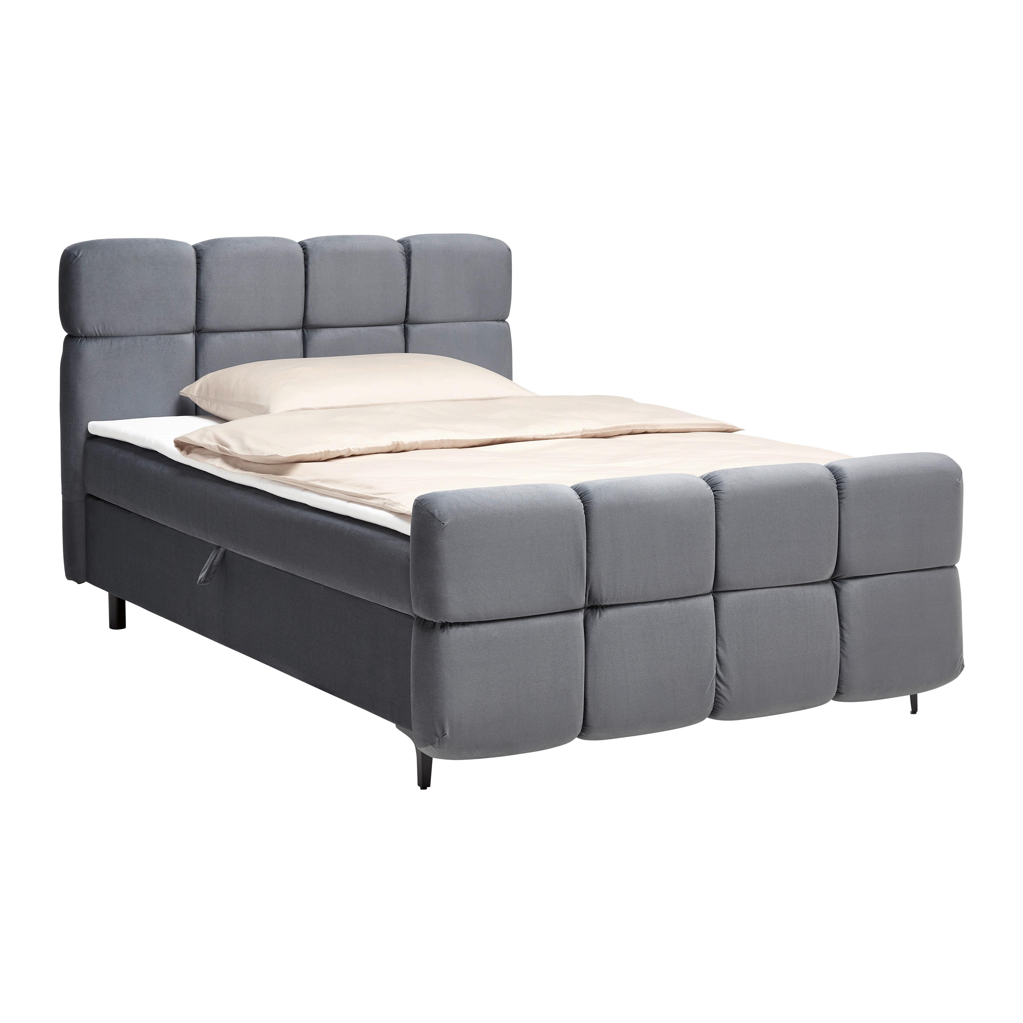 Boxbett Mona Anthrazit ca. 140x200cm - Anthrazit/Schwarz, KONVENTIONELL, Kunststoff/Textil (140/200cm) - Mömax