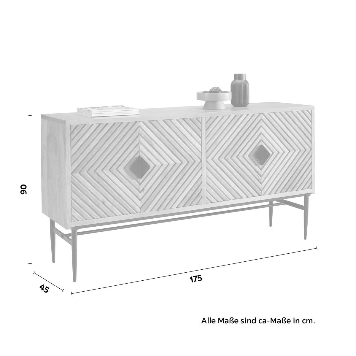 Comodă cu uși GATSBY - negru/maro deschis, Lifestyle, lemn/metal (175/90/45cm) - Premium Living