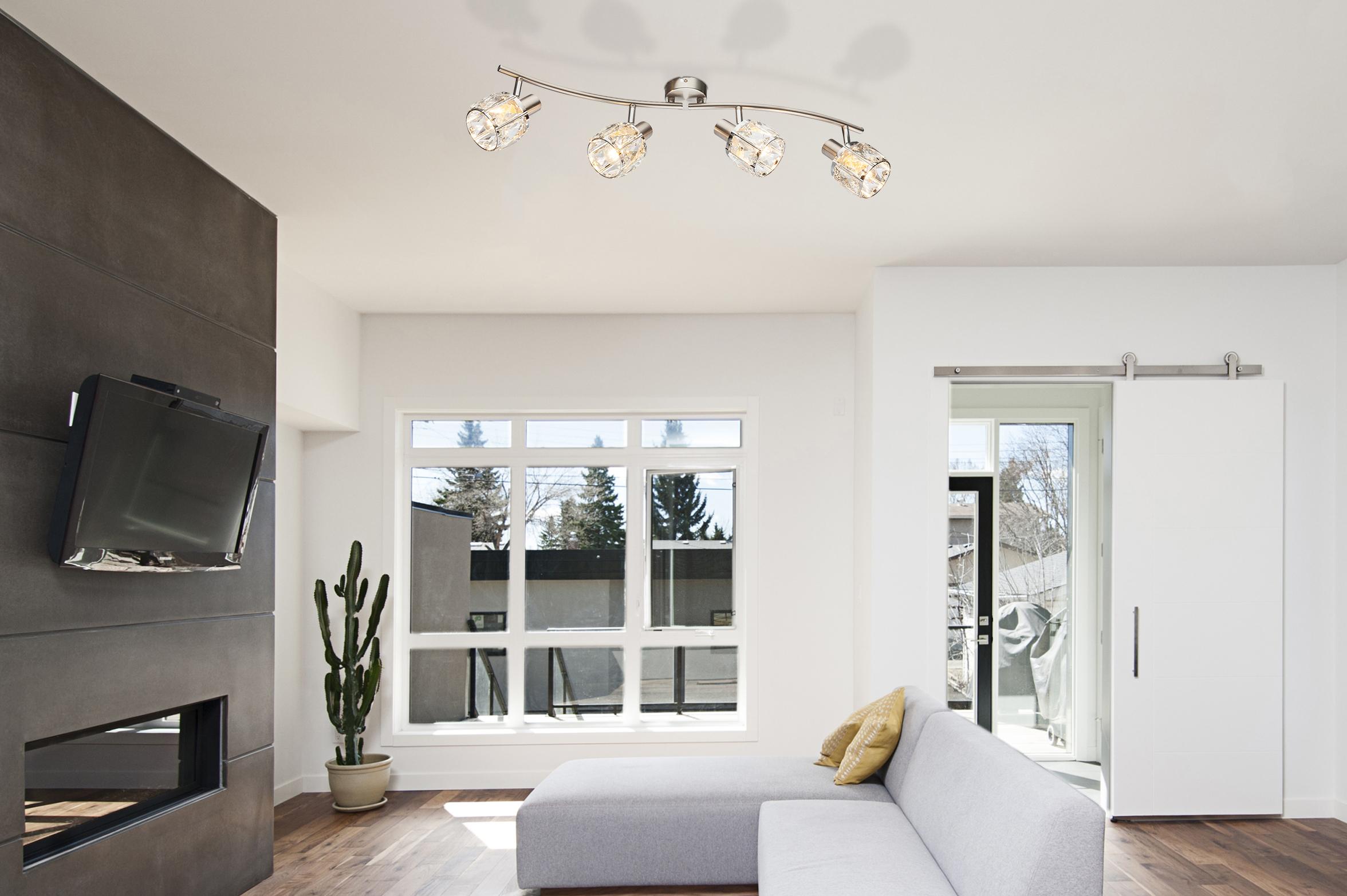 Strahler Kris in Nickelfarben max. 40 Watt - Design, Glas/Metall (70/31,5/18cm) - Globo