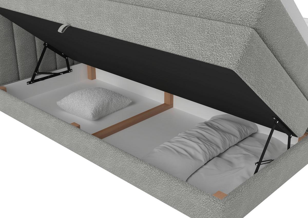 Boxspringbett Lina Grau ca. 200x200cm - Grau, KONVENTIONELL, Holz/Holzwerkstoff (200/200cm) - Premium Living