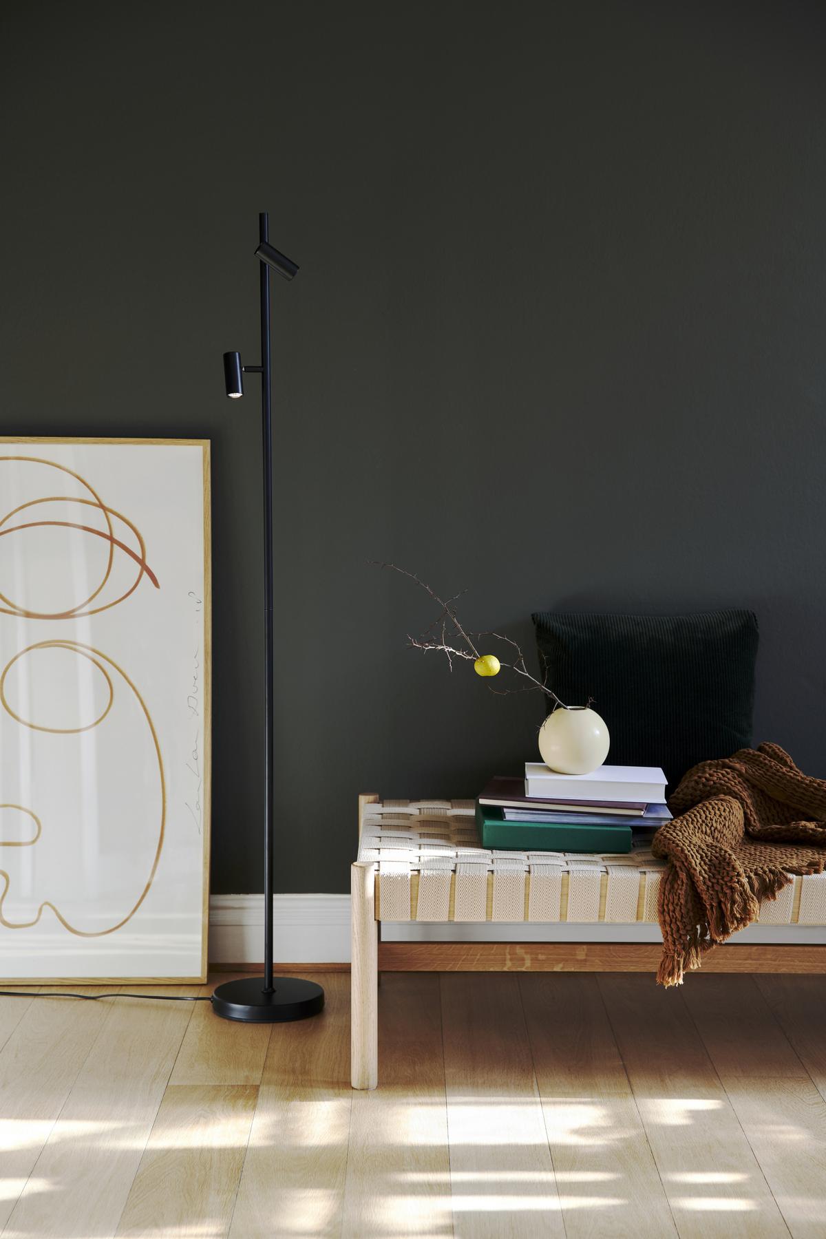LAMPA STOJĄCA LED 2112254003 OMARI STL SCHWARZ - czarny, Design, metal (141cm) - Nordlux