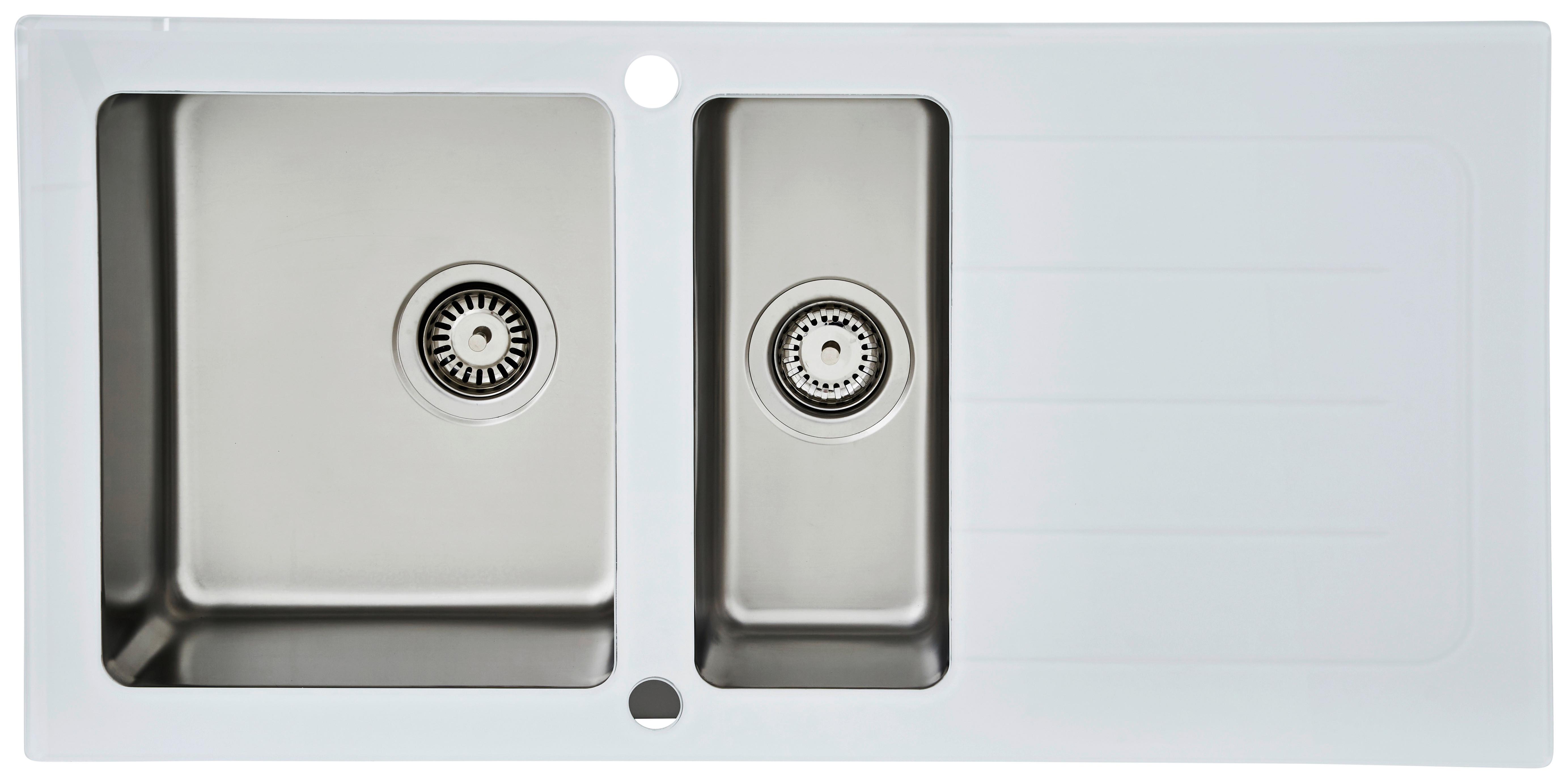 Glas Einzelbecken Newyork ca. 100x21x50 cm Weiß - Weiß, Trend, Glas/Metall (100/21/50cm) - Respekta