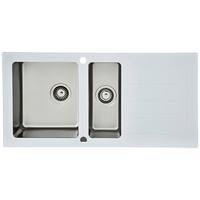 Glas Einzelbecken Newyork ca. 100x21x50 cm Weiß - Weiß, Trend, Glas/Metall (100/21/50cm) - Respekta