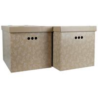 Box mit Deckel Jimmy, 2 Stk. - Weiss/Rosa, Karton (44,3/33,5/32,5cm) - Mömax