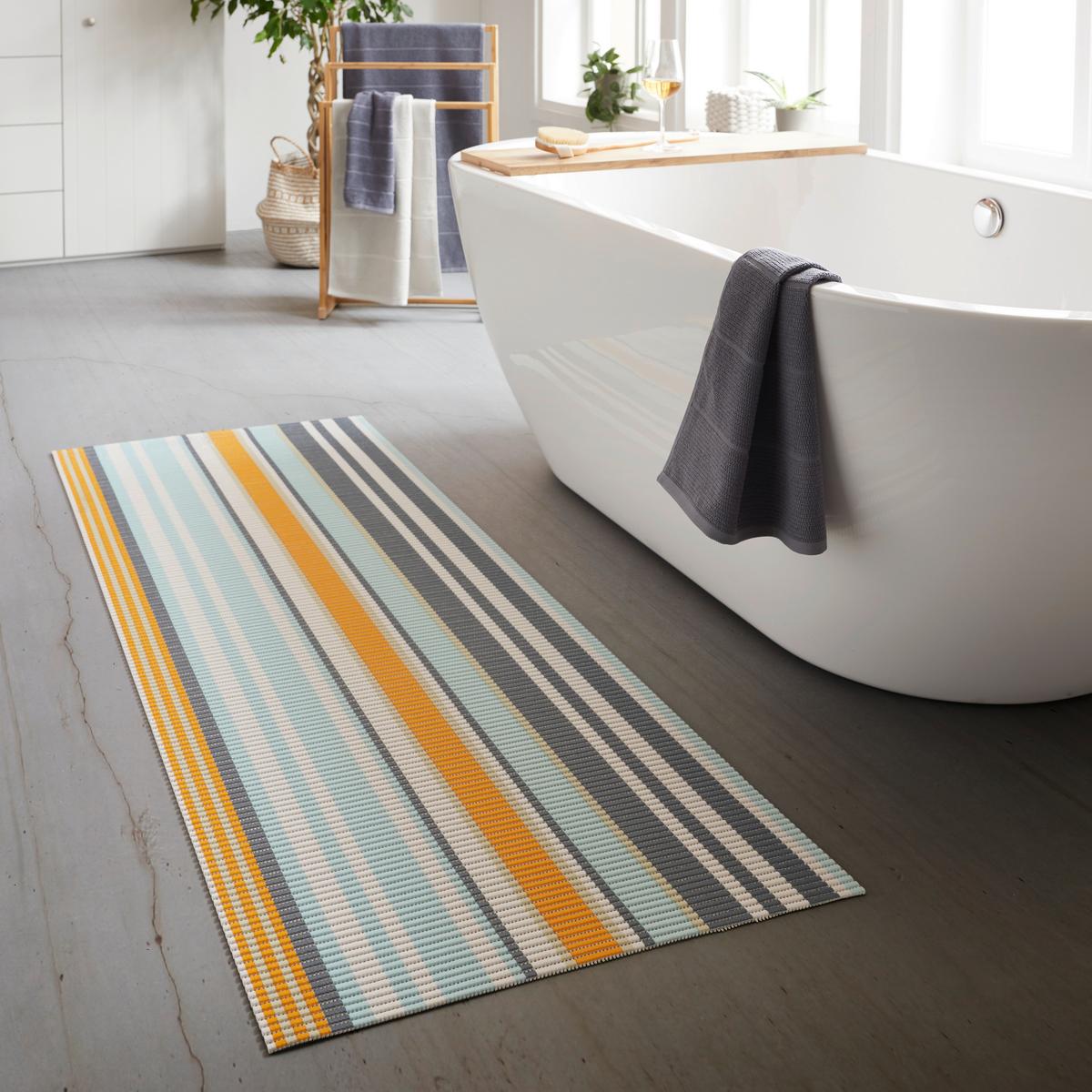 Antirutschmatte Stripe in diversen Farben - Blau/Gelb, Textil (65/180cm) - Modern Living