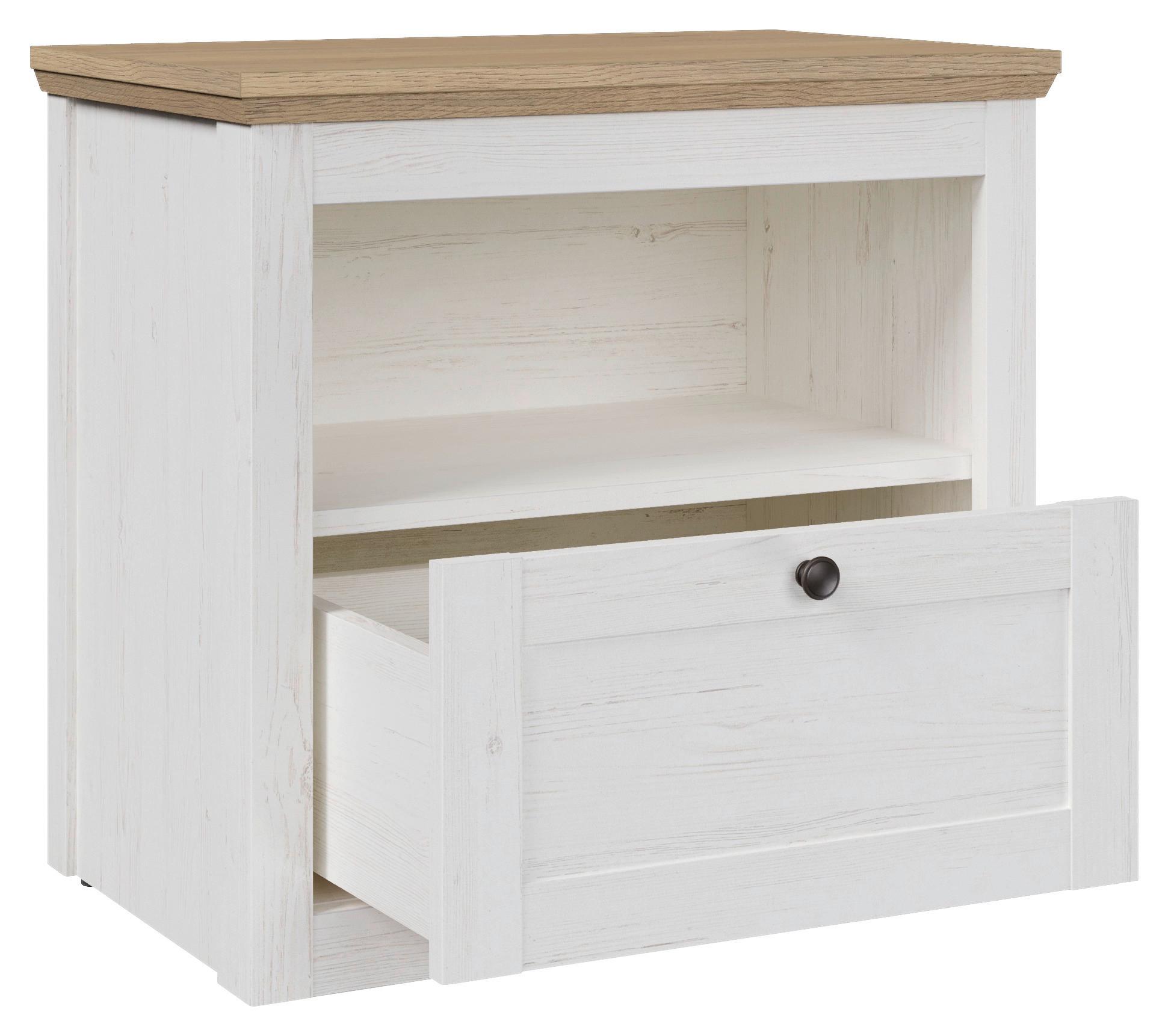 SÄNGBORD KORSIKA -EXKLUSIV- - svart/ekfärgad, Romantik / Lanthus, metall/trämaterial (58/56,1/38cm) - Mömax
