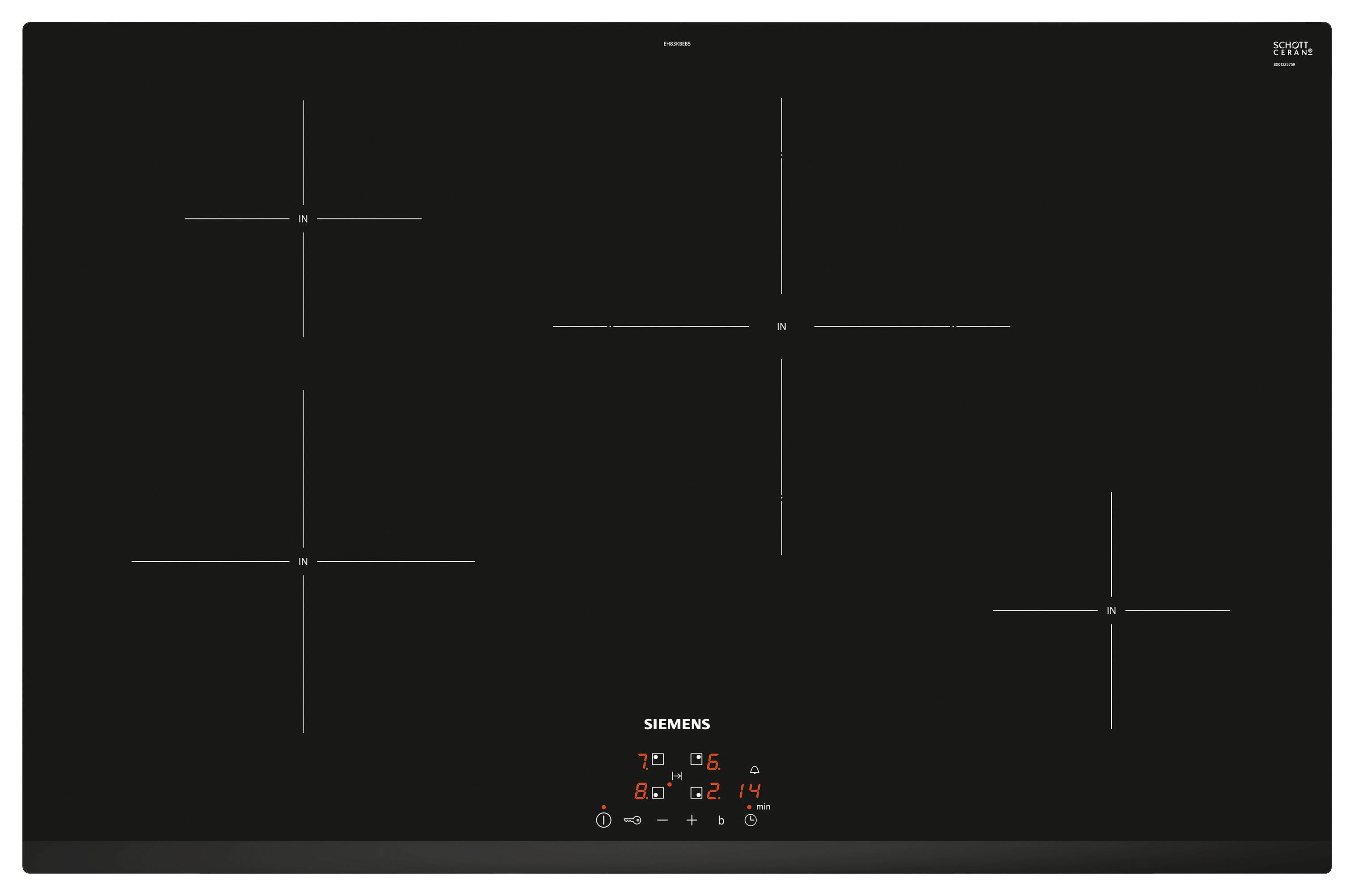 Induktionskochfeld EH83KBEB5E Schwarz - Schwarz, MODERN, Glas (80,2/5,1/52,2cm) - Siemens