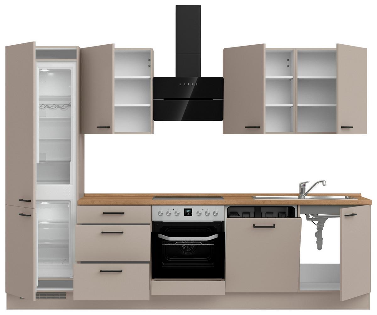 Küchenleerblock Easytouch High o. Geräte Sandfarben - Sandfarben/Eichefarben, MODERN, Holzwerkstoff/Metall (300cm) - Nobilia