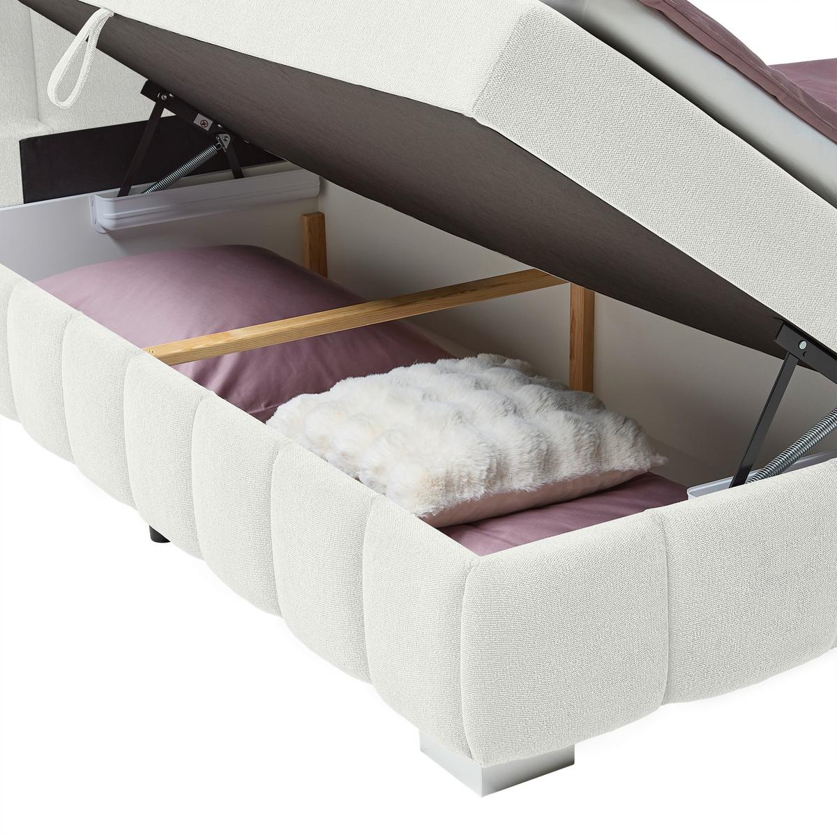 Boxbett Elaris Weiß ca. 160x200cm - Chromfarben/Weiß, KONVENTIONELL, Kunststoff/Textil (160/200cm) - Mömax