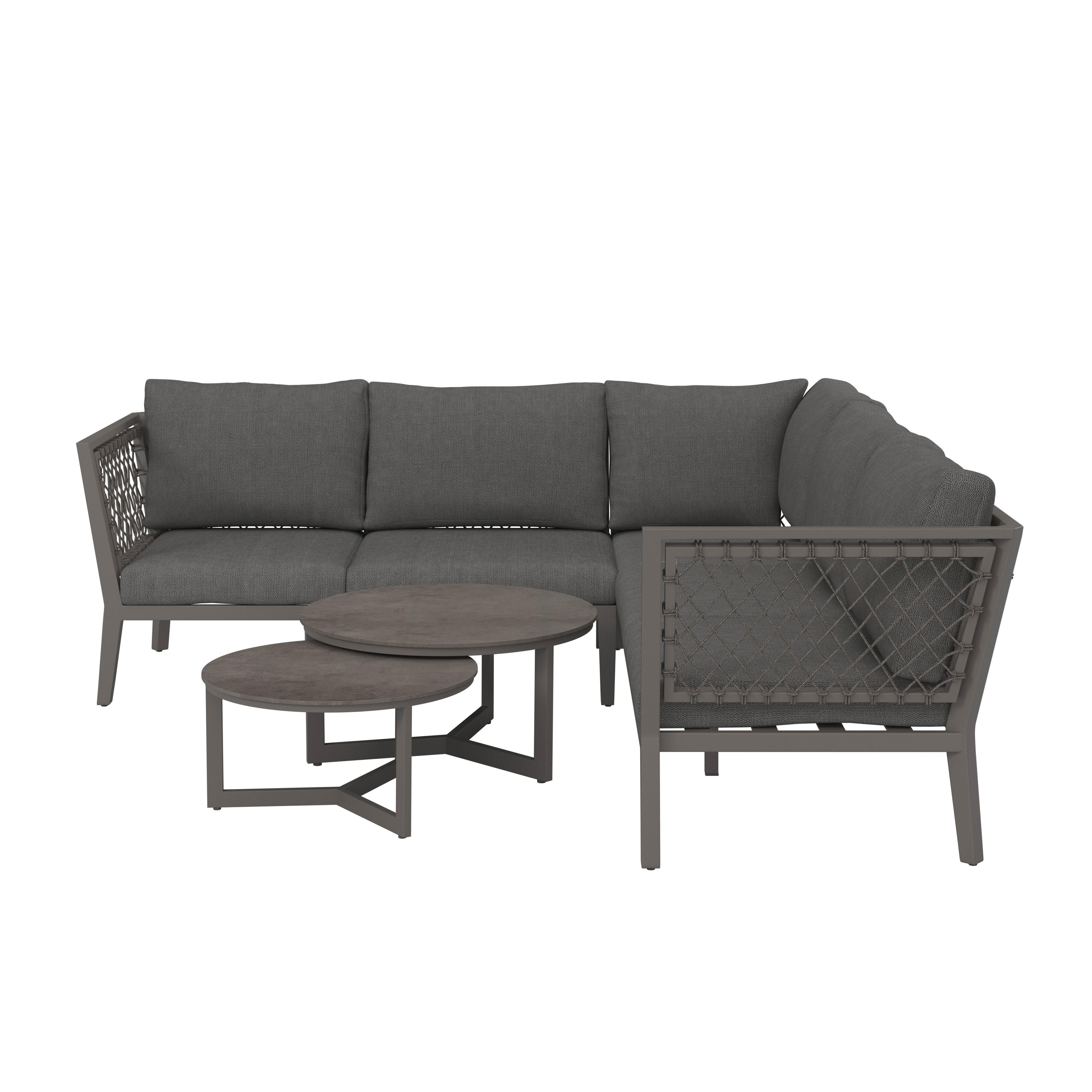 LOUNGEGRUPP MALOU - mörkgrå/antracit, Modern, metall/textil (218/68/76,5cm) - Bessagi Garden