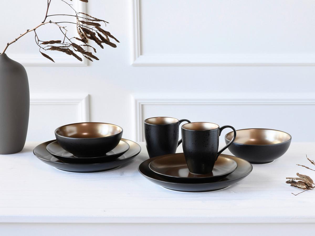 Kombinirani Servis Glamour Gold, 8-Delni - zlate barve/črna, keramika - Creatable