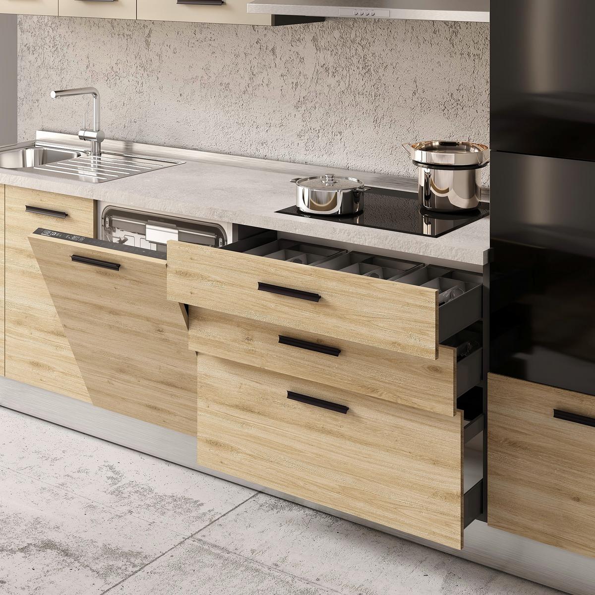 Kuhinjski Blok S Aparatima Rovere - siva/boje hrasta, Moderno, drvni materijal/metal (360/240/60cm) - Mömax