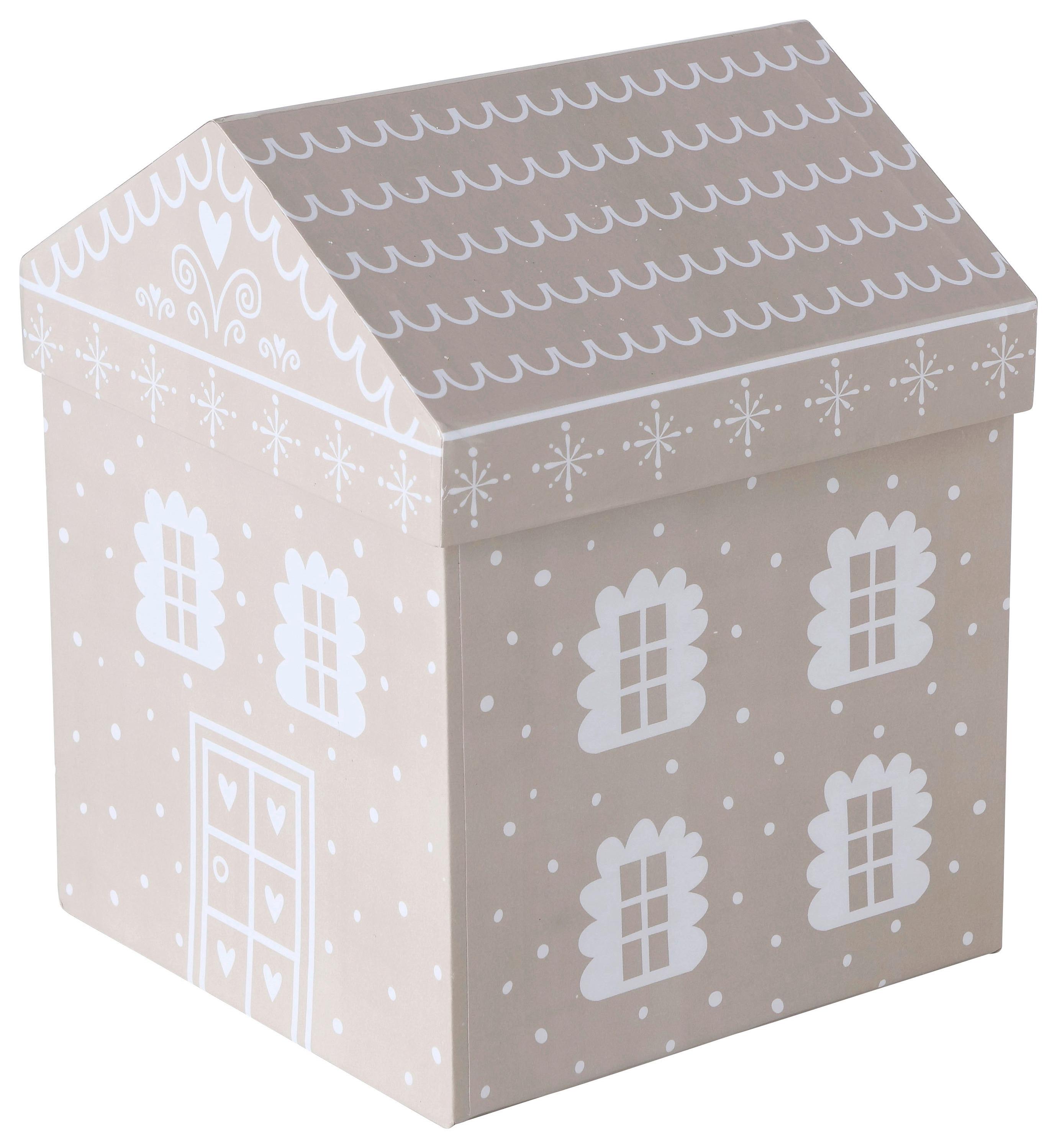 Dekobox Villana I in Weiss/Beige - Weiss/Beige, Romantik / Landhaus, Papier (12,5/16/12,5cm) - Premium Living