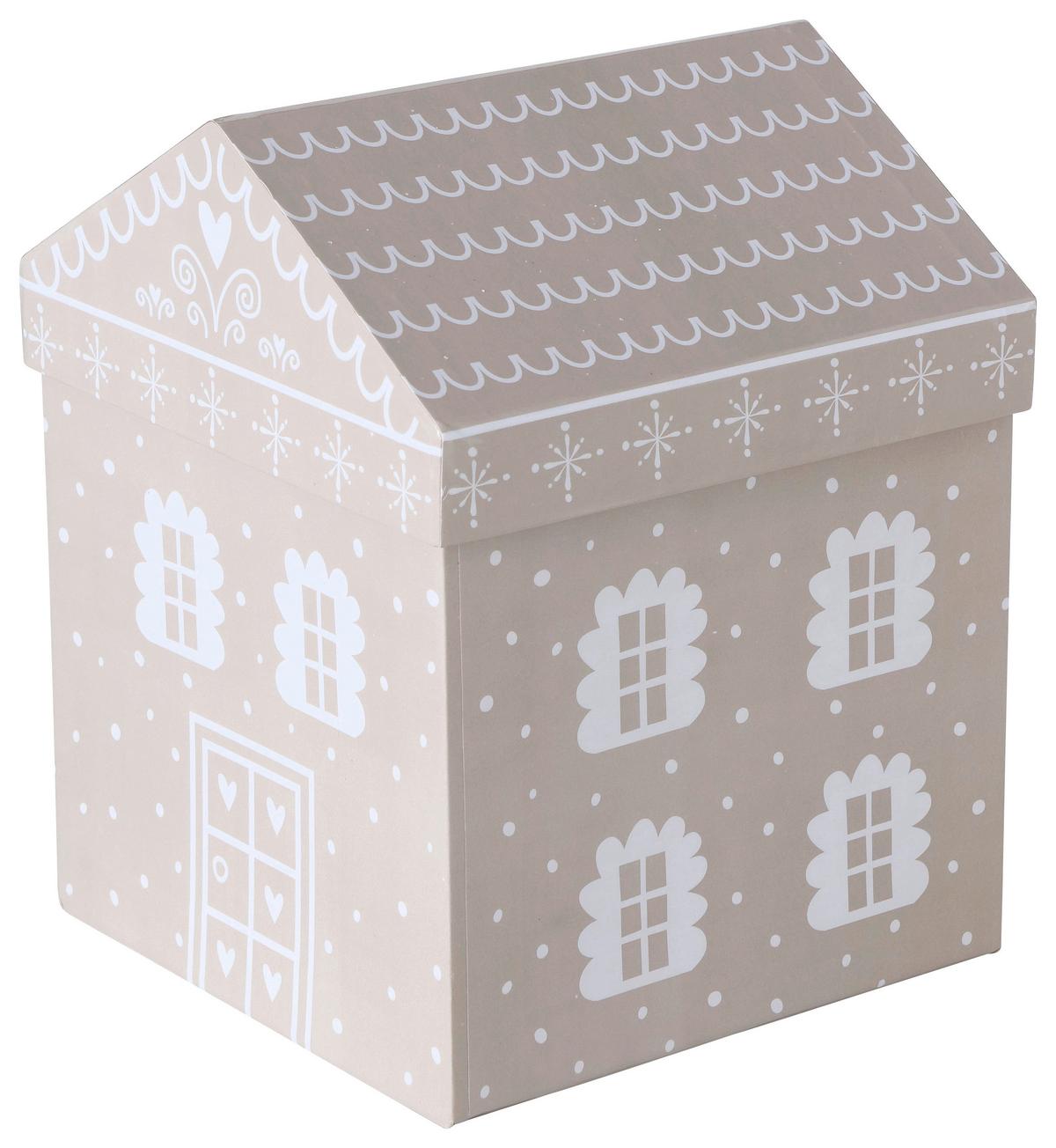 Dekobox Villana I in Weiss/Beige - Weiss/Beige, Romantik / Landhaus, Papier (12,5/16/12,5cm) - Premium Living
