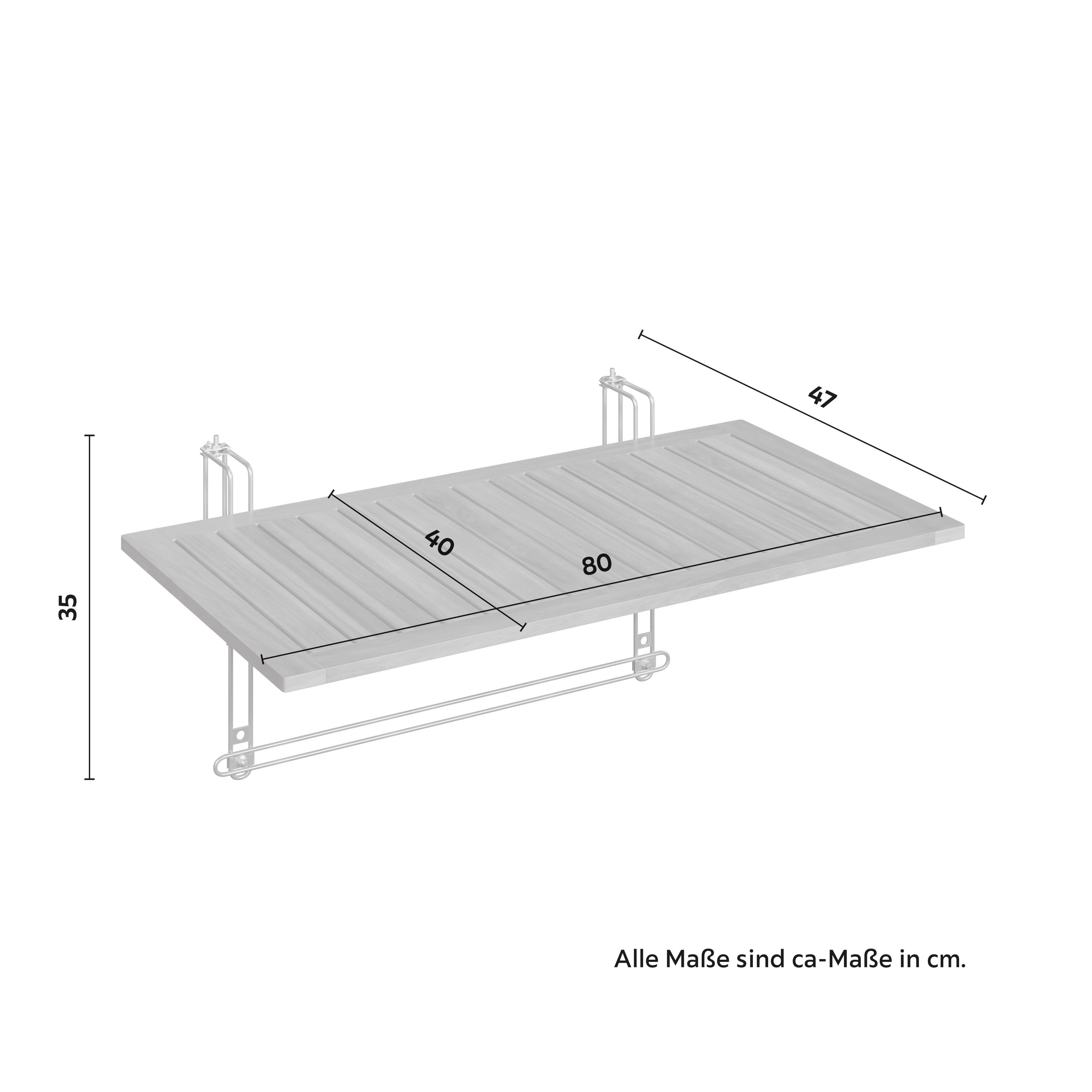 BALKONGBORD HELENA - akaciefärgad/guldfärgad, Modern, metall/trä (80/35/40cm) - Bessagi Garden