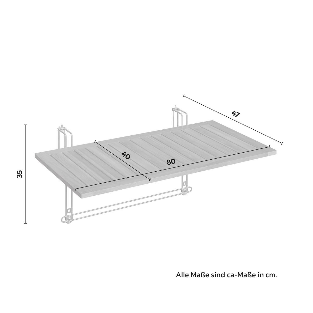 Balkontisch Helena Akazie/ Metall ca. 80x35x40 cm - Silberfarben/Akaziefarben, MODERN, Holz/Metall (80/35/40cm) - Bessagi Garden