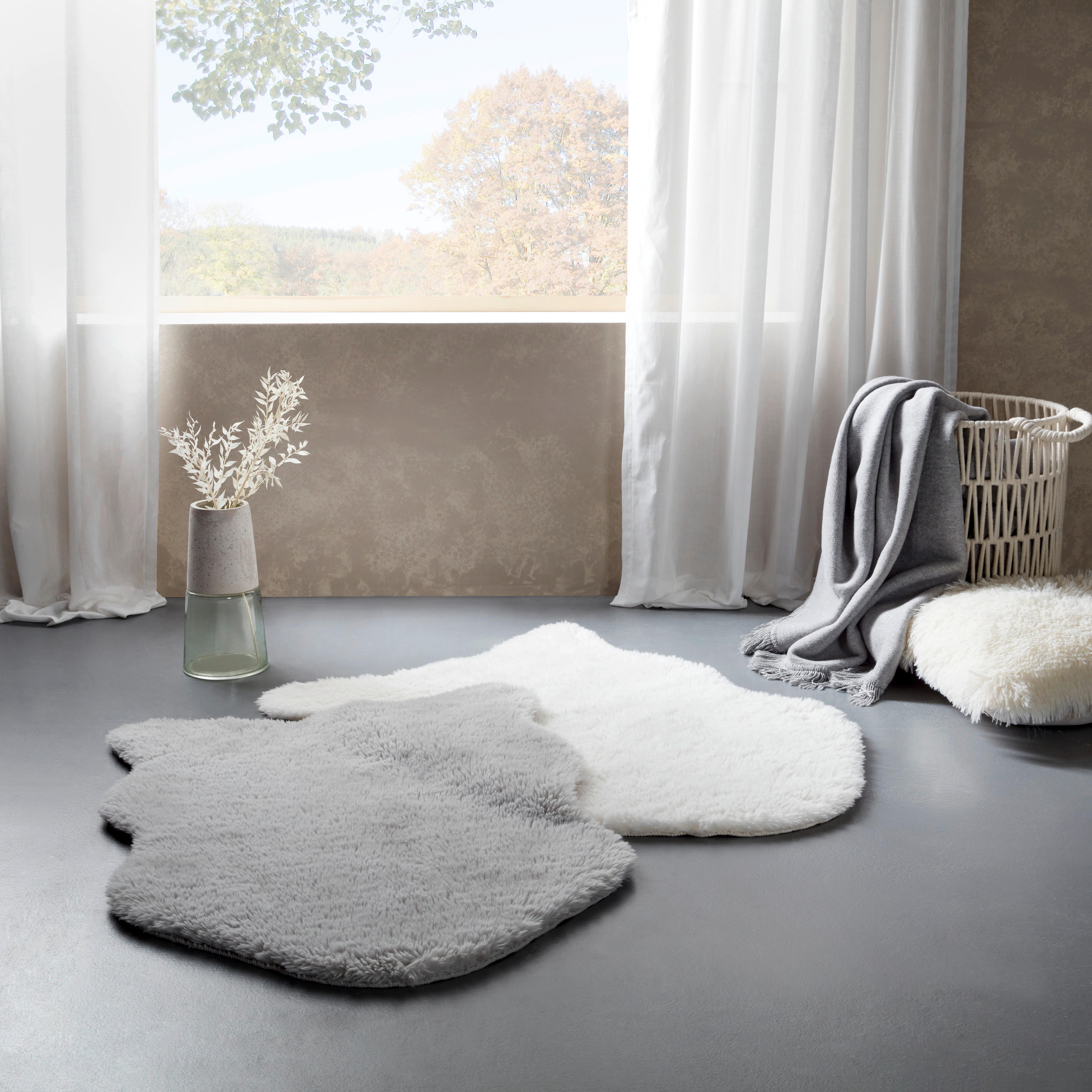 Kunstfell Lucia in Weiss ca. 60x90cm - Weiss, Romantik / Landhaus, Textil (60/90cm) - Mömax