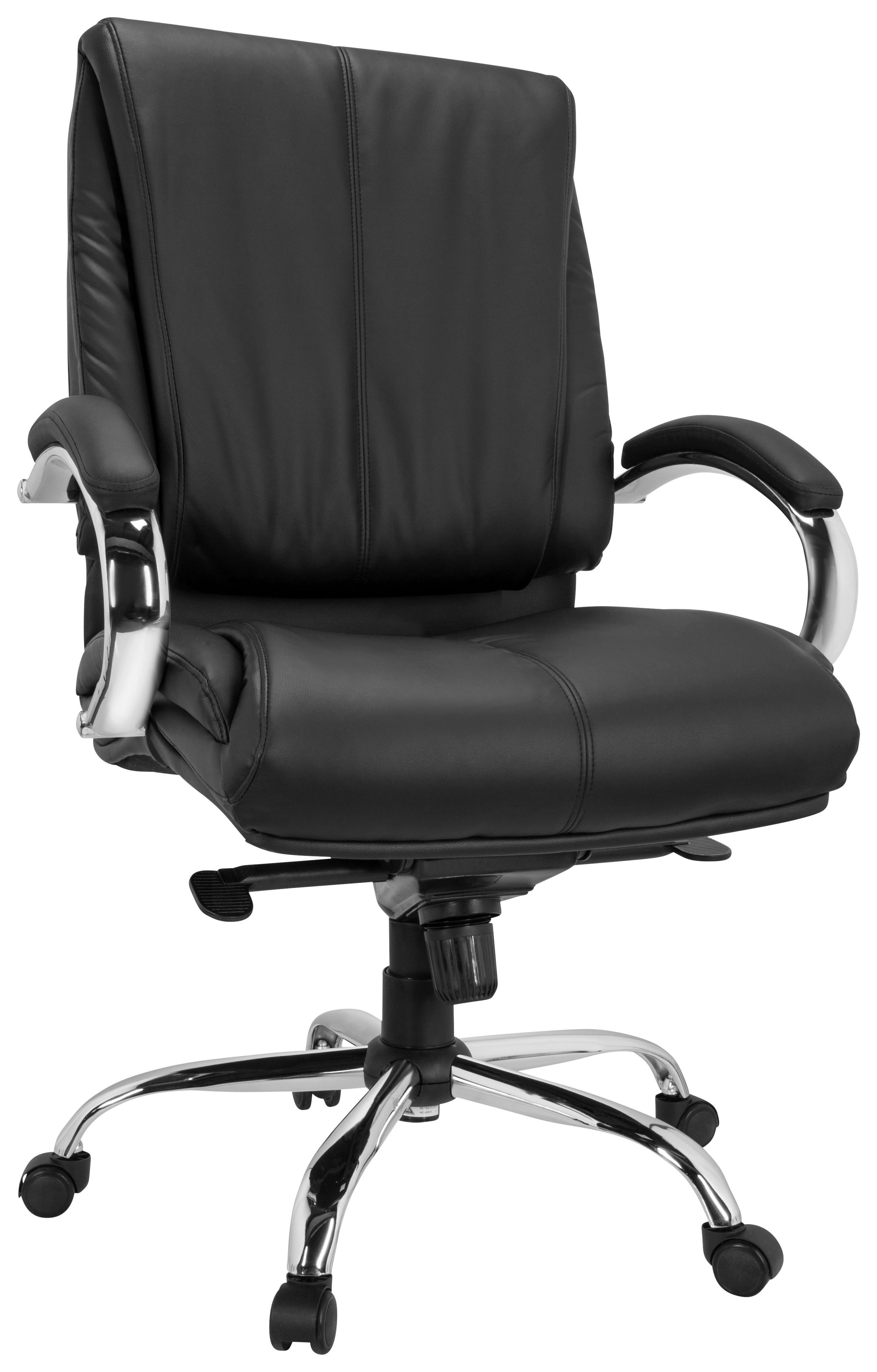 Pisarniški Stol Xxl H 100 Pu, Črna - srebrne barve/črna, Basics, kovina/umetna masa (66/113/70cm) - MID.YOU