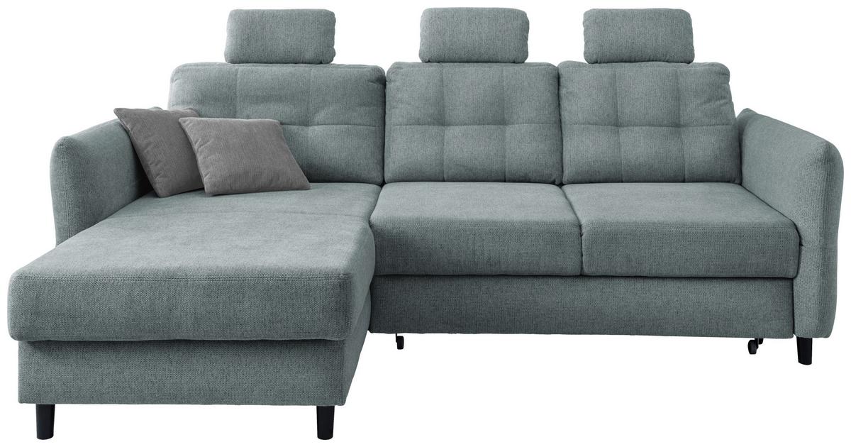 Wohnlandschaft Brizzini Mintgrau Chenille - Mintgrau/Blau, MODERN, Holz/Textil (176/250-280cm) - Livetastic