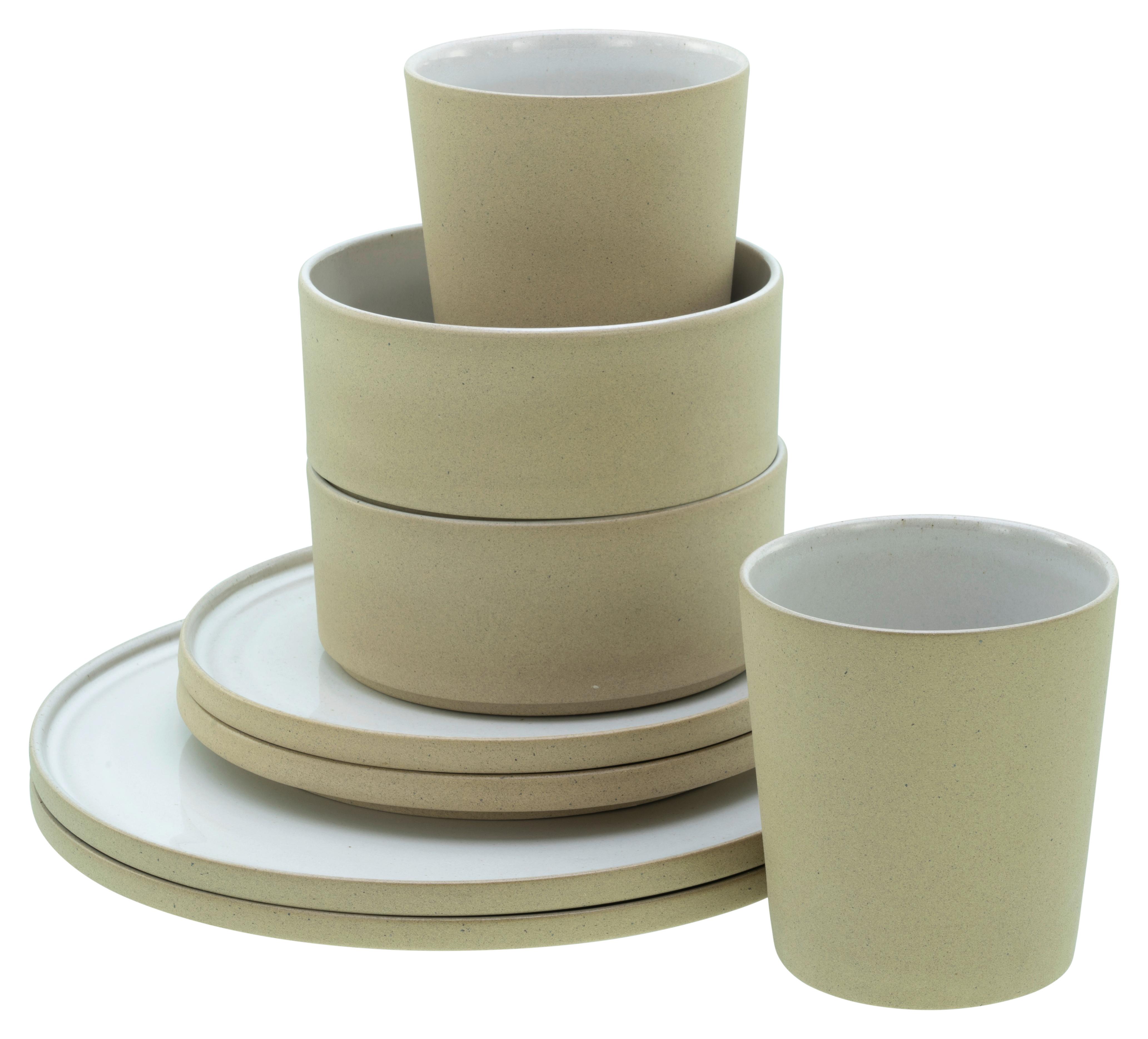 Kombinirani servis Futuro White Sand, 8-delni - bela/peščene barve, Trend, keramika - Creatable