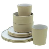 Kombinirani servis Futuro White Sand, 8-delni - bela/peščene barve, Trend, keramika - Creatable