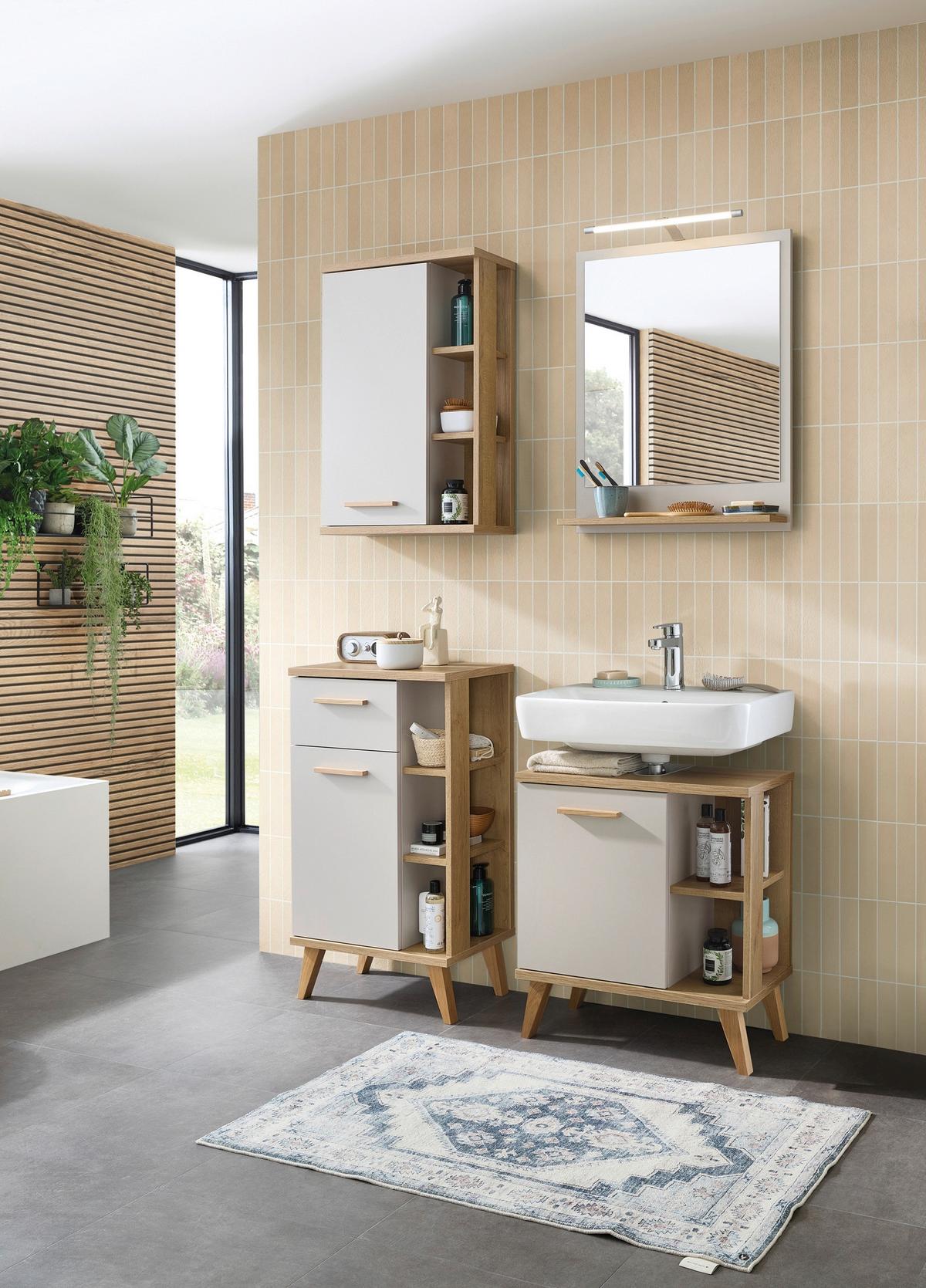 LUSTRO ŁAZIENKOWE QUICKSET 966 - kolor dębowy/kaszmir, Design, materiał drewnopochodny (60/74,5/15,5cm) - Xora