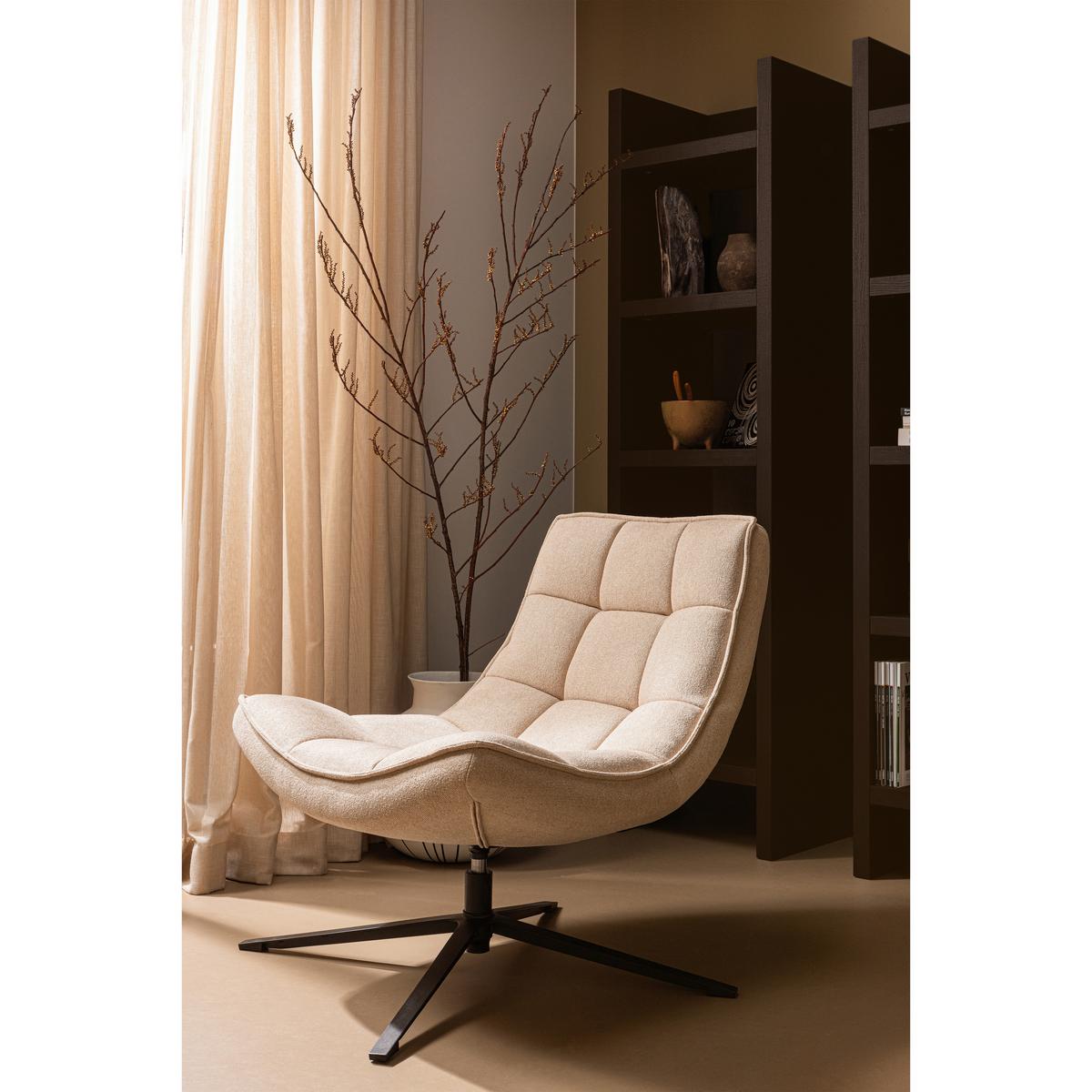 Sessel Maudi Naturfarben B: 74 cm - Schwarz/Naturfarben, Design, Textil/Metall (74/84/86cm) - Livetastic