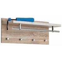 WIESZAK ŚCIENNY PABLO 3 - kolor stalowy/dąb san remo, Design, metal/drewno (75/30/26cm) - Carryhome