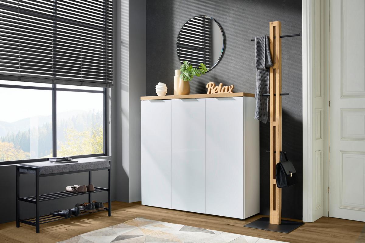 STOJAK NA UBRANIA HALBERT I - kolor dębowy/czarny, Natur, metal/drewno (45/174,9/40cm) - Linea Natura