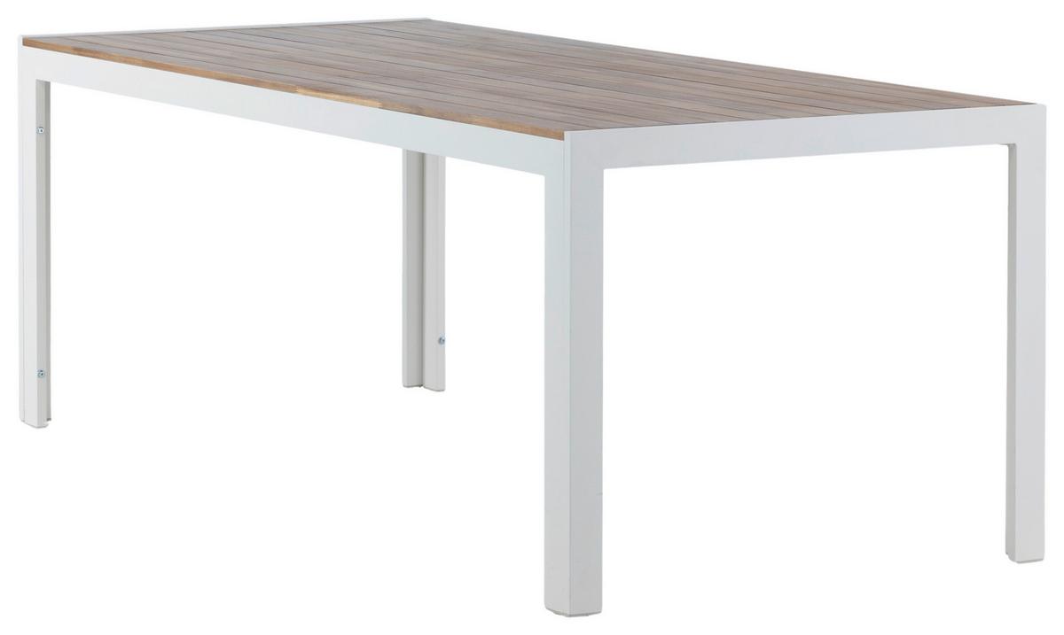 Gartentisch Bois ca. 200x100 cm Akazie massiv - Weiß/Akaziefarben, KONVENTIONELL, Holz/Metall (200/100/76cm) - Gardenson