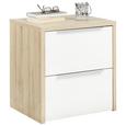 Nachtkommode Weiß/Eichefarben 2er Set - Eichefarben/Alufarben, KONVENTIONELL, Holzwerkstoff/Kunststoff (50/54/40cm) - Premium Living Nachtkommode Weiß/Eichefarben 2er Set - Eichefarben/Alufarben, KONVENTIONELL, Holzwerkstoff/Kunststoff (50/54/40cm) - Premium Living