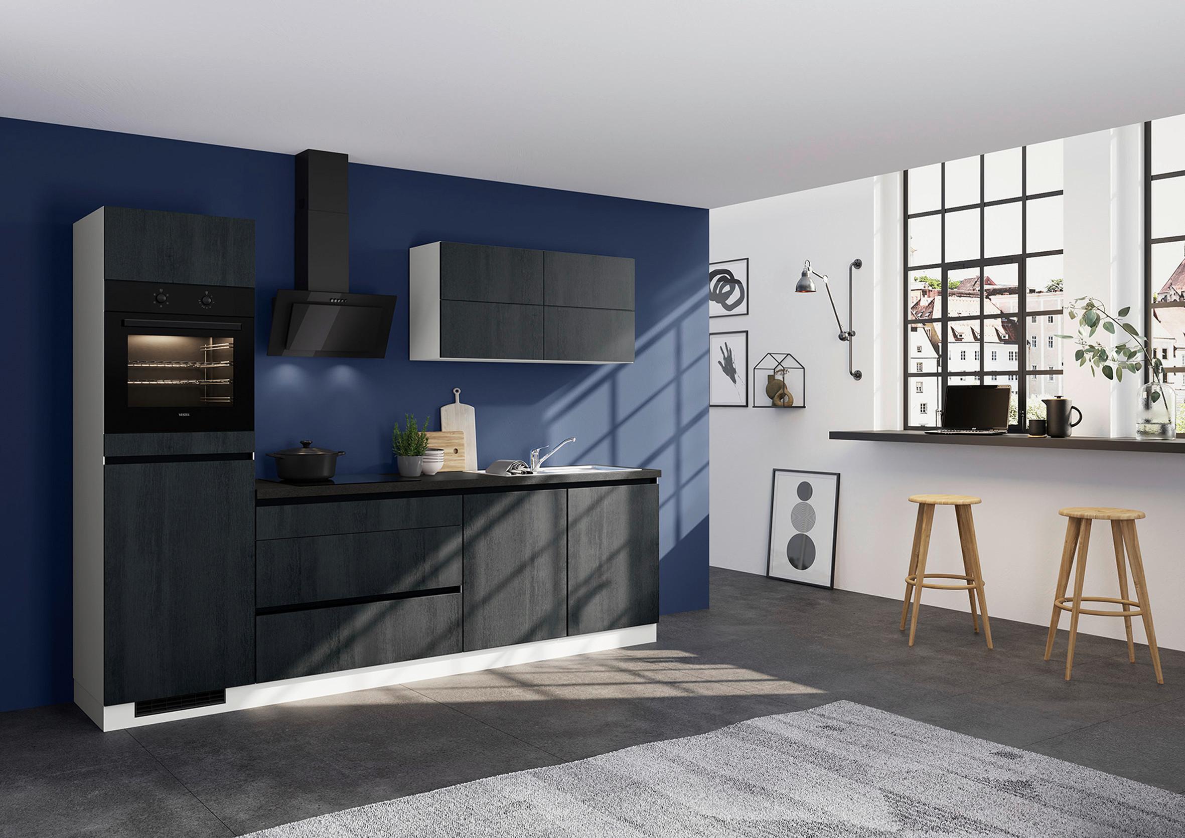 Küchenblock IBC ohne Geräte ca. 280 cm Eiche dunkel - Eiche dunkel/Hellgrau, Design, Holzwerkstoff (280cm) - Impuls