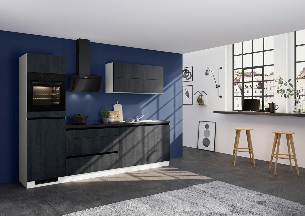 Küchenblock IBC ohne Geräte ca. 280 cm Eiche dunkel - Eiche dunkel/Hellgrau, Design, Holzwerkstoff (280cm) - Impuls