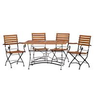 Gartengarnitur Lindau Metall/Holz 5-tlg. - Anthrazit/Akaziefarben, Basics, Holz/Metall (120/75/80cm) - Gardenson