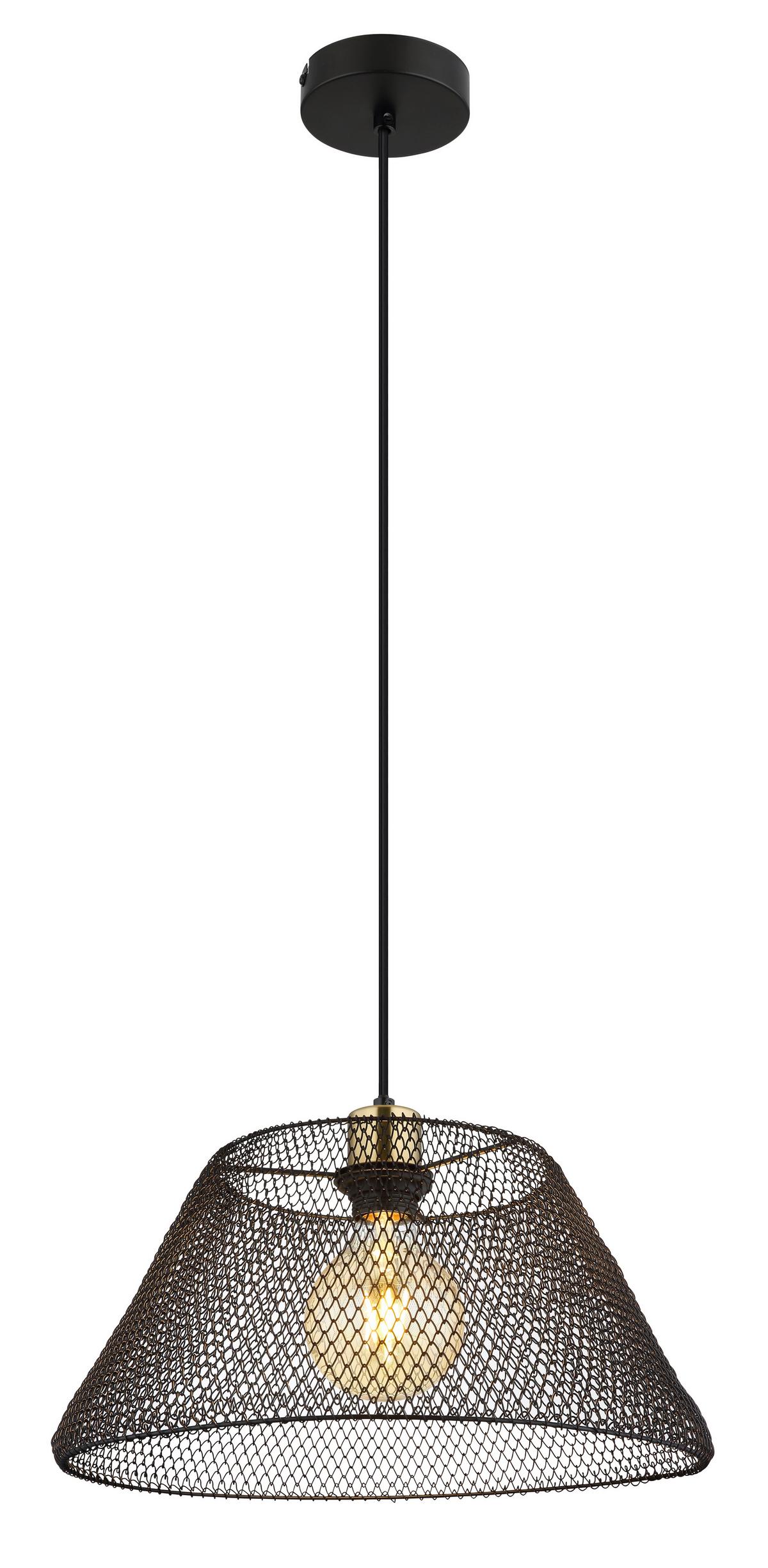 Hängeleuchte Baku Schwarz max. 40 Watt - Goldfarben/Schwarz, Trend, Kunststoff/Metall (36/120cm) - Globo