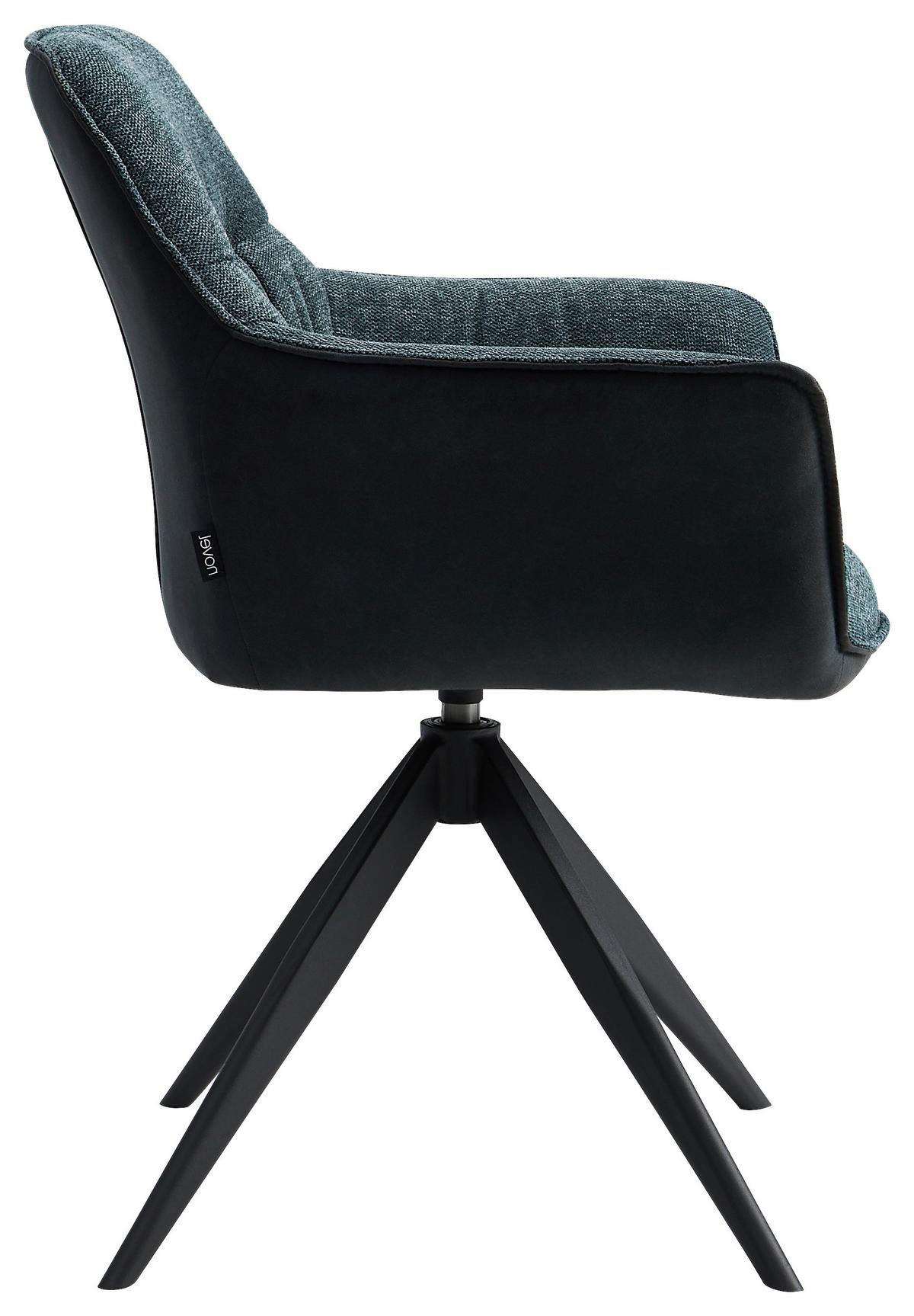 KRZESŁO Z PODŁOKIETNIKAMI AKITA - niebieski/czarny, Design, metal/tkanina (61.5/83.5/63cm) - Novel