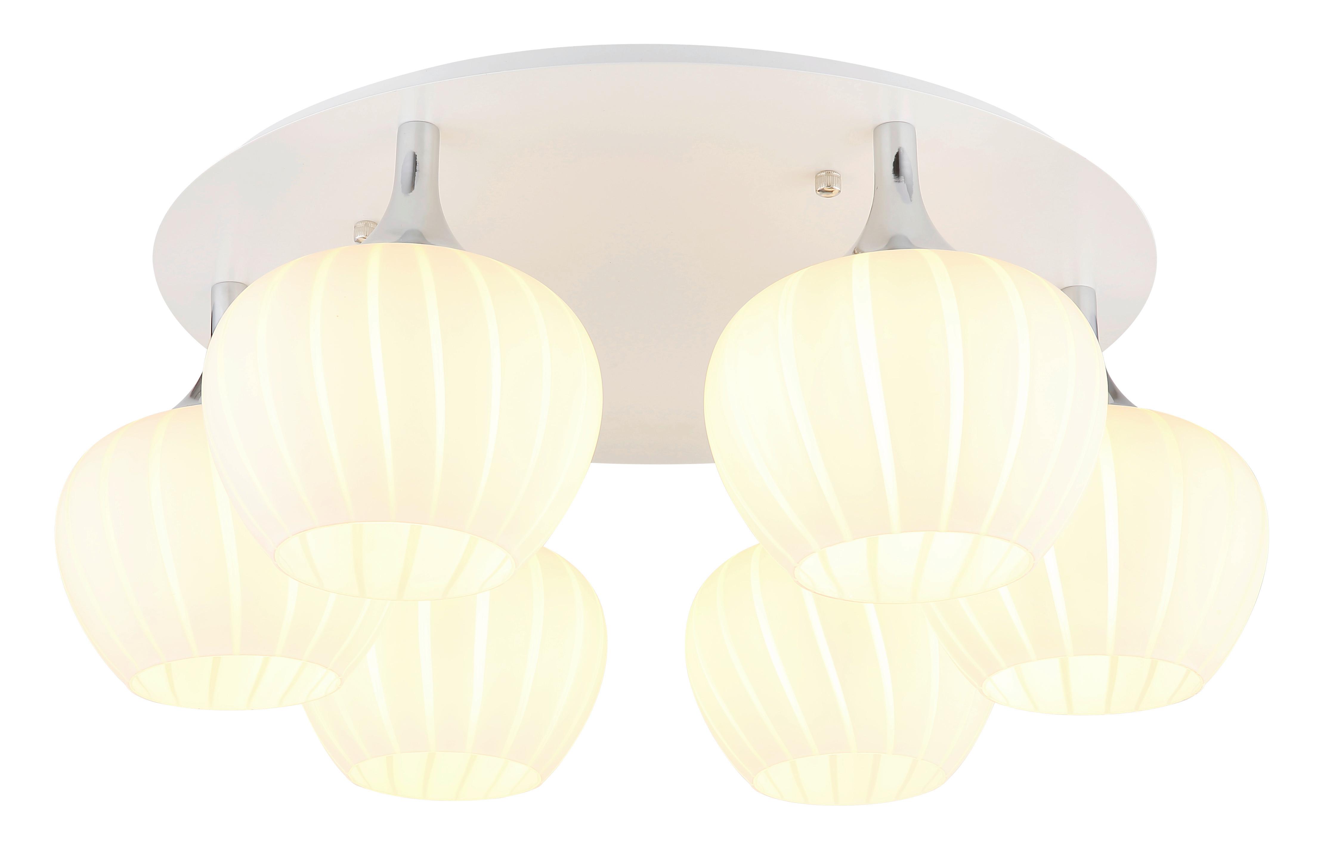 Deckenleuchte Maxy Opal/Chromfarben max. 40 Watt - Chromfarben/Opal, KONVENTIONELL, Glas/Metall (65/25,5cm) - Globo