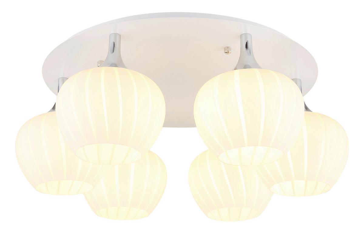 Deckenleuchte Maxy Opal/Chromfarben max. 40 Watt - Chromfarben/Opal, KONVENTIONELL, Glas/Metall (65/25,5cm) - Globo