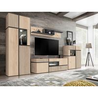 Ansamblu mobilier camera de zi CROSS - hicori/negru, Modern, material pe bază de lemn (330/195/50cm) - Bessagi