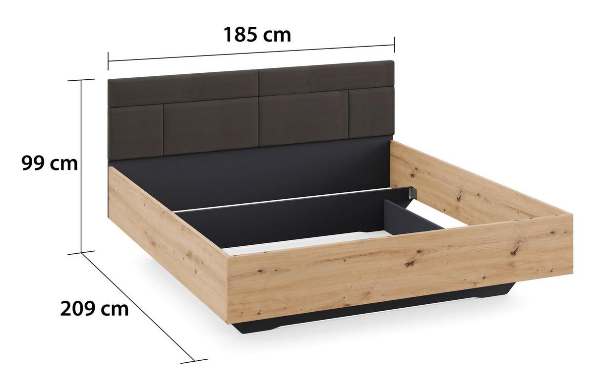 Krevet Karpo - hrast Artisan, Moderno, drvni materijal/tekstil (180/200cm) - Premium Living