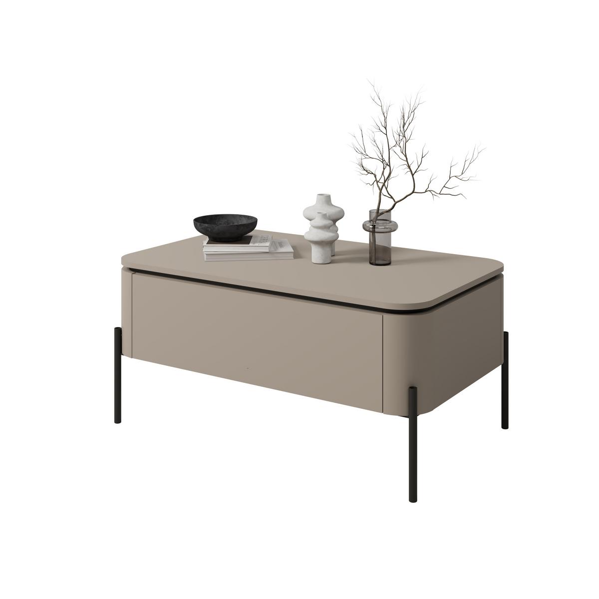 Dohányzóasztal Bello - bézs/fekete, Modern, faalapú anyag/fém (98/47/60cm)